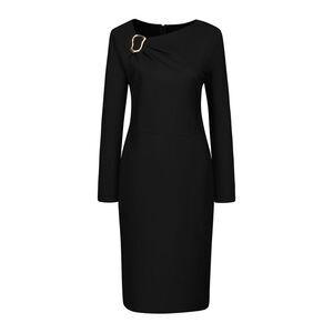 Women's Work Pencil Dress Long Sleeve Asymmetrical Neck Bodycon Dress Black